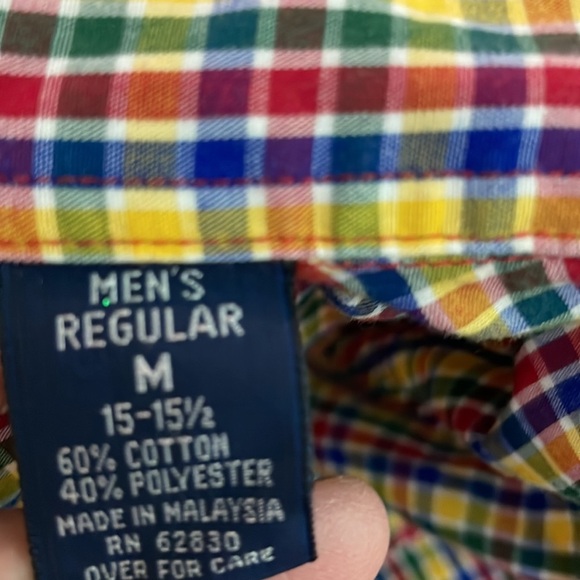 Lands’ End colorful yellow plaid button down - Picture 4 of 5